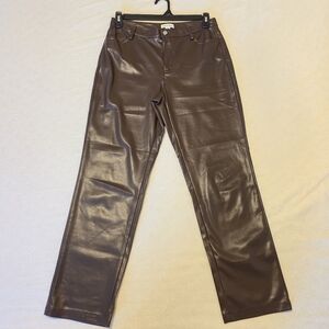 Calvin Klein Dark Brown Faux Leather Pants Size 6